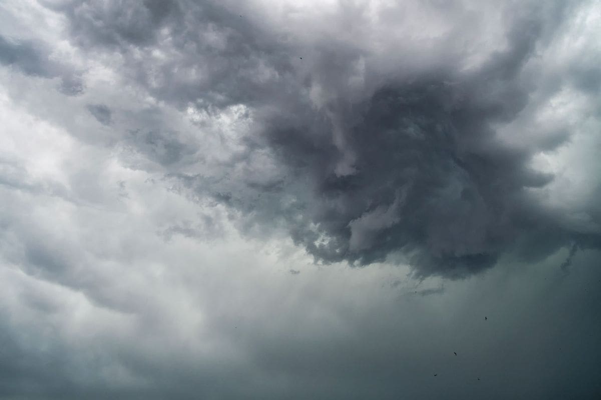 Dark hail storm clouds over North Texas ahead of a spring hail event